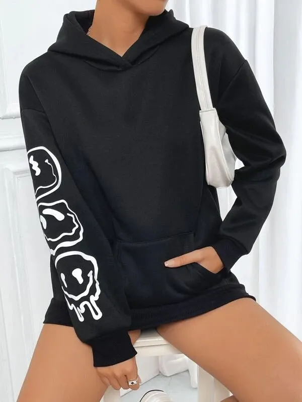 SXV  'CHOOSE HAPPY’ Printed Cool Aesthetic Sweatshirt Hoodie