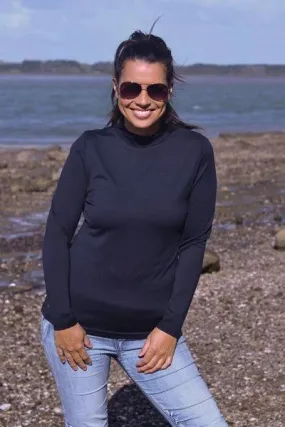 WOMEN'S 100% MERINO WOOL (210) LONG SLEEVE TURTLE NECK JUMPER FRENCH NAV EBAS504