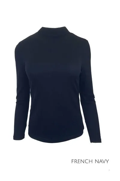 WOMEN'S 100% MERINO WOOL (210) LONG SLEEVE TURTLE NECK JUMPER FRENCH NAV EBAS504