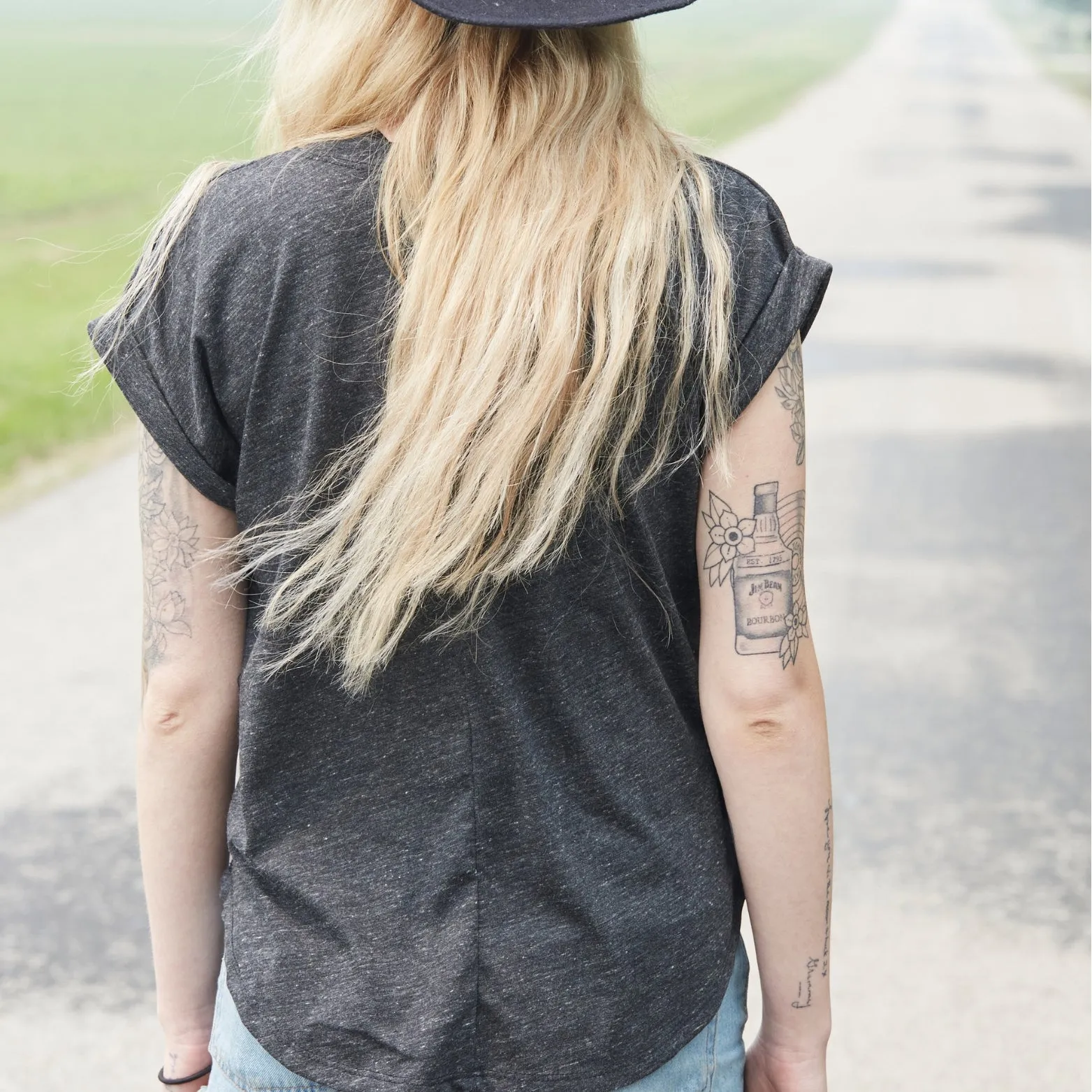 Women's Made In USA Muscle Shirt Heather Black