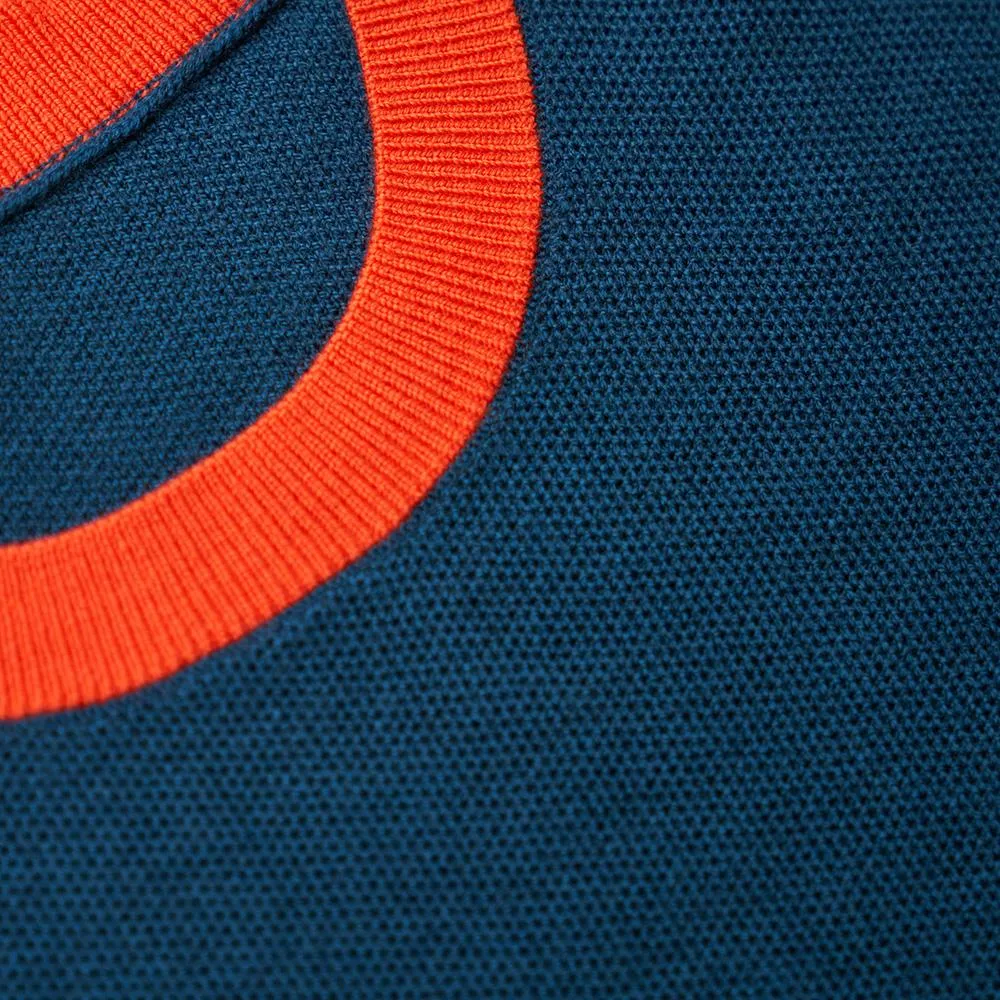 Womens Merino Honeycomb Sweater (Petrol/Orange)