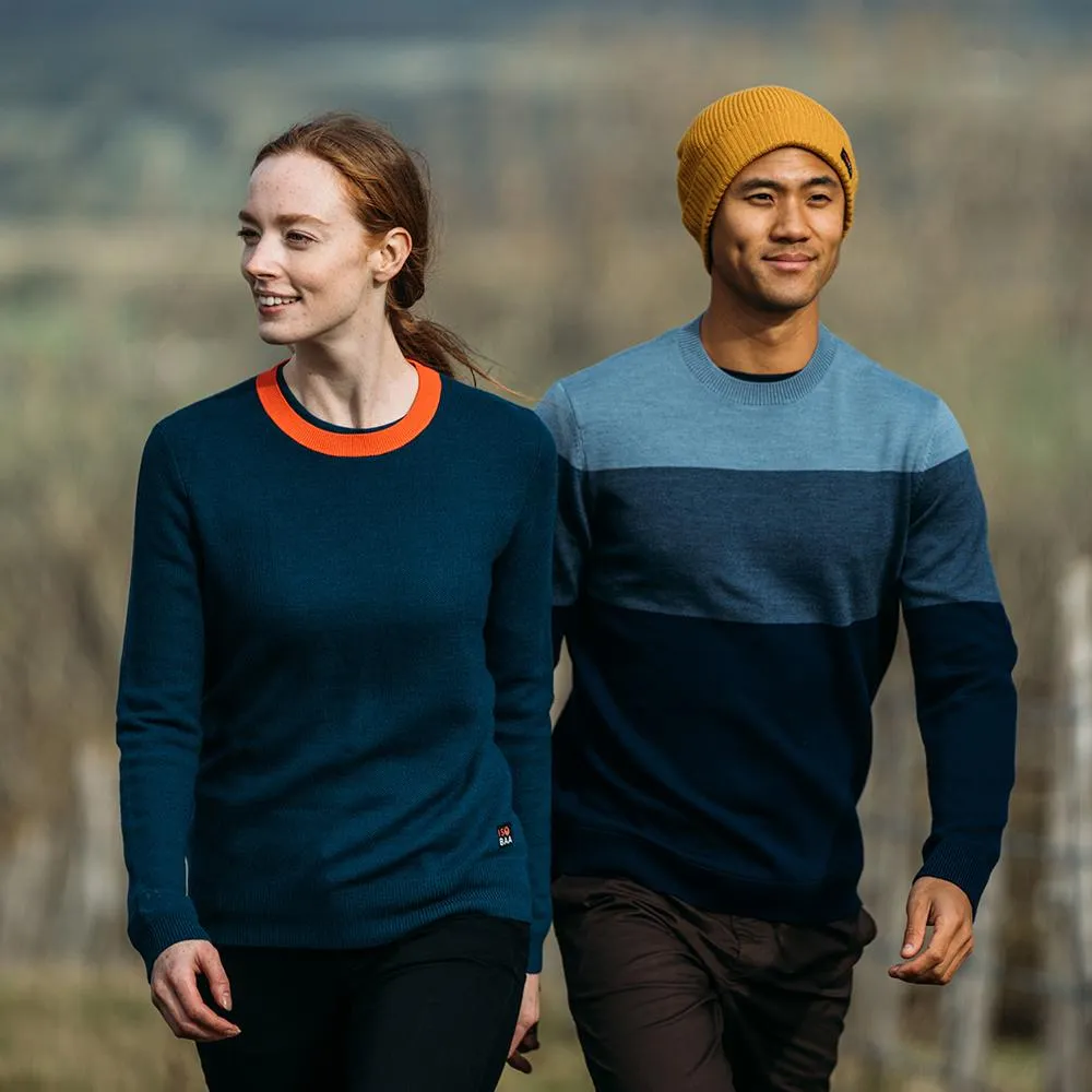 Womens Merino Honeycomb Sweater (Petrol/Orange)