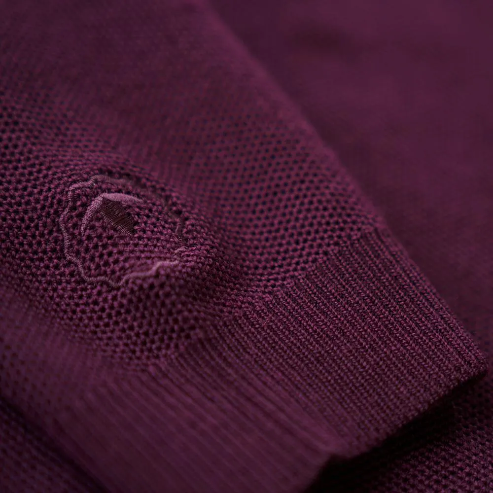 Womens Merino Honeycomb Sweater (Wine/Fuchsia)