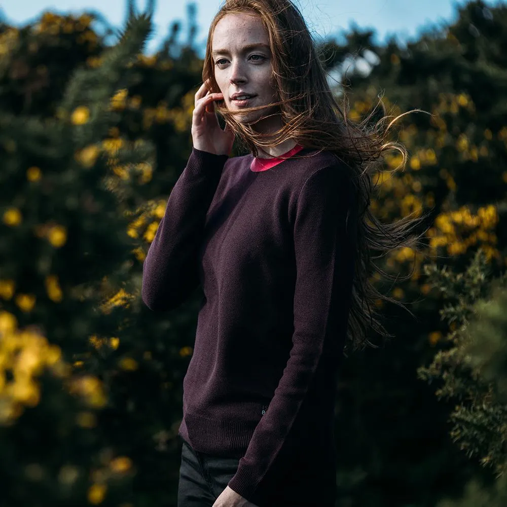 Womens Merino Honeycomb Sweater (Wine/Fuchsia)