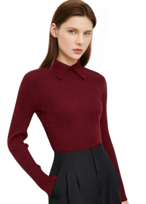 Women's Polo Sweaters Fashion Long Sleeve Wool Pullovers Long Sleeve Knitted Tops Office Lady Spring Sweater